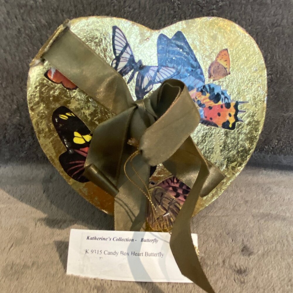 Vintage Katherines Collection Heart Butterfly Box 7"